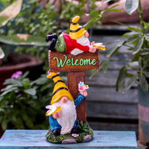 Solar Garden Gnome Decorative Outdoor Balcony Courtyard Fairy Little Dwarf Landscape Gardening Decorations Creative Resin Craft