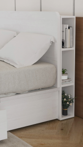 KIRANA Perth - Headboard Kayu Rak Sandaran Kasur Tempat Tidur Putih Modern Minimalis