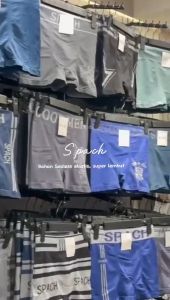 6Pcs Boxer SPACH M020 Seamless Motif / CD Pria Dewasa / Motif Polos Garis / Warna Random