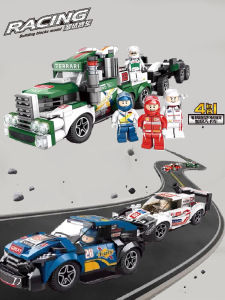 Soldier Toys Porsche Ferrari Building Blocks Small Car Assemble Educational Racing Sports Car Toys