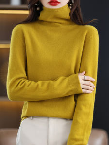 ผู้หญิง เสื้อถักไหมพรม เสื้อสเวตเตอร์ ทรงสูง ปกเสื้อ หลวม ทรงพอดีตัว ฤดูใบไม้ร่วง ฤดูหนาว เสื้อชั้นใน ผ้าขนสัตว์แท้ ชิ้นเดียว เรียบง่าย สไตล์ลำลอง