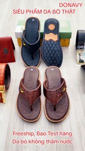 DÉP XỎ NGÓN NAM DA BÒ THẬT KHÂU ĐẾ BAO ĐI MƯA V.KLUC