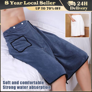 Men Bath Towel Absorbent Quick Dry Bath Wrap Towel with Secure Buckle and Pocket for Gym Spa Sauna Shower Home Textile