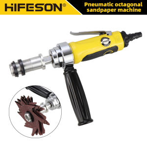 HIFESON 6 inch Pneumatic Octagonal Sandpaper Machine Air Sander Mini Polisher Grinding Machine High Speed For Metal and Wood Working for 6inch Sandpapers