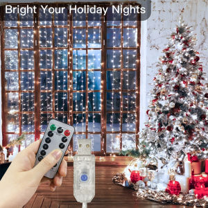 Garland Lights Bedroom Living Room Decoration Holiday Wedding 8 Modes 3/6M For USB LED Curtain Remote Control String Lights