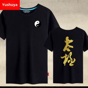 Taiji Morning Exercise Clothes Martial Arts Kung Fu T-shirt Short Sleeve Chinese Style for Men and Women Top Clothes Pure Cotton Half-Sleeve T-shirt Summer Clothes