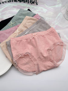 Plus Size Pure Cotton Underwear Womens Fat mm 100.00kg Modal All Cotton Mid-Waist Girl Cute Lace Seamless Briefs