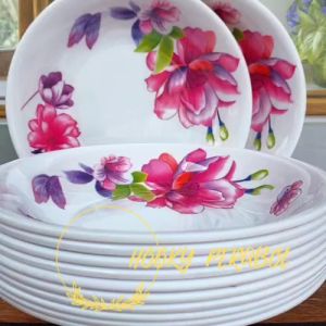 6 PCS PIRING MAKAN BESAR MELAMIN ULIR HUGICO 9INCH MELAMIN ASLI