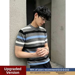 LIUBU | American Striped Hollow Knit T Shirt