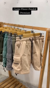 Celana Pendek Cargo Pria Dan Wanita Bahan Katun Fleece