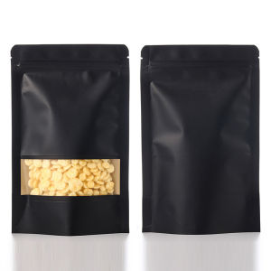 100 Chiếc Túi Giấy Kraft Màu Đen Túi Ziplock Cấp Thực Phẩm Để Đóng Gói Các Loại Hạt Kẹo Bánh Quy Bột Ngũ Cốc Thực Phẩm - Thân Thiện Với Môi Trường