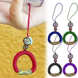 โทรศัพท์มือถือแบบสั้นสไตล์จีนที่สร้างสรรค์สายรัดข้อมือเชือกโทรศัพท์มือถือสายคล้องป้องกันการตกที่ยึดกล้อง