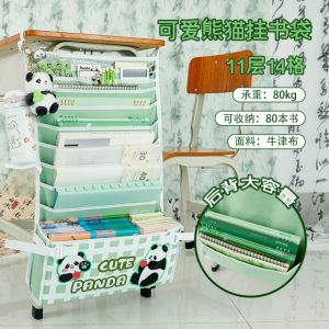 Large Capacity Oxford Cloth Book Bag Side Hanging Desk Organizer Thickened Student Table Storage Bag Retro American Style