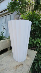 Chậu Khía Cao 40x65cm Trơn Bóng Cỡ Đại Màu Trắng Nhựa PP Dày