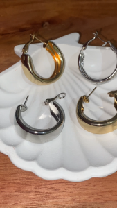 Anting Mewah Kilap Tebal – Glossy Dome Hoop Earrings A407