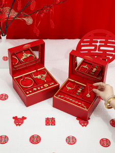 Dragon Year Celebration Three Gold Jewelry Box Wedding Ring Bracelet Necklace Hardware Storage Engagement Gift Box