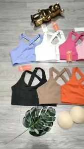 Áo bra nữ tập gym yoga aerobic thể thao chéo lưng kèm mút chất liệu thun poly thoáng mát BINSPORTS A230