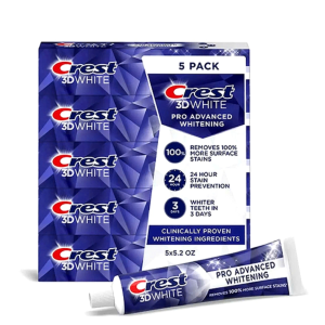 Kem đánh răng Crest 3D White Pro Advanced Whitening tuýp147g – chính hãng Mỹ -Làm trắng răng loại bỏ vết bẩn sau 3 ngày sử dụng