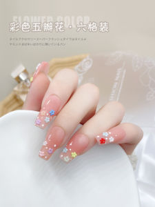 Jmofo Armor Magic Nail Art Tools: เครื่องประดับเล็บดอกไม้ห้ากลีบสีชนิดบรรจุกล่องในทองเงินเรซิ่นสีขาวและหลากสี