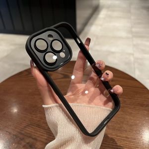 Matte Finish Phone Case for iPhone 14 pro Full Cover Black Edge Transparent Anti-Fall Protection Shell Suitable for Men And Women