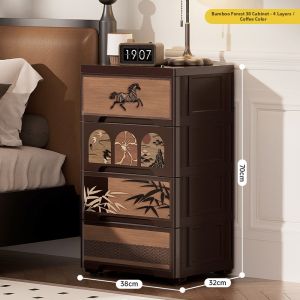 Yeya | Antique Style Mobile Storage Bedside Cabinet for Small Spaces