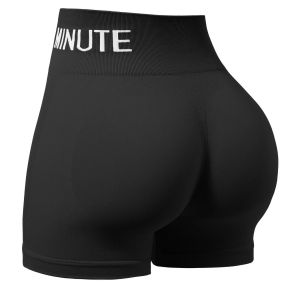 Ladies seamless high-elastic three-point fitness letter-shaped shorts high-waisted peach-buttock sports hip-lifting shorts