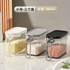 Asvel Luxury Seasoning Box Kitchen Storage Container Salt Pot Cooking Utensils Storage Jar Home Use Press Type PP Material