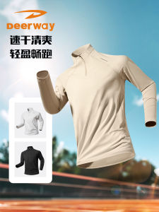 Deerway Mens Long Sleeve T-Shirt Casual Running Fitness Breathable Polyester Fiber Standard Fit Fashion Urban Style Autumn New