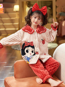 QIANSHUIMILU | Girls Autumn Winter Warm Plush Pajama Set