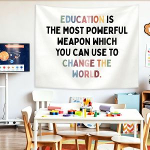 VIKAMA Classroom Inspirational Slogan Tapestry Simple Style Early Education Activity Room Childrens Room Wall Decoration