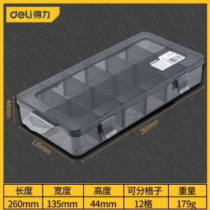 Deli Spare Parts Box Multi-Grid Transparent Screw Drill Parts Storage Box Digital Components Accessory Box Tool Plastic Box