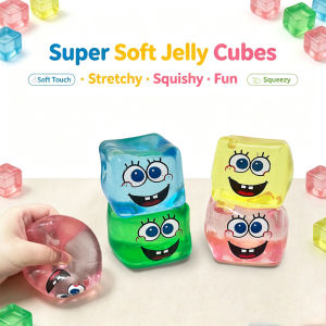 Bandai | Cartoon Squishy SpongeBob Toy Transparent Cube Stress Ball Anxiety Relief Vent Gadget