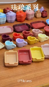 Premium DIY Accessories Mini Dinnerware set Toy Set Dollhouse Accessories Plate Bowl kitchen Toy Set珐琅餐具锅子杯子系列