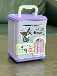 Awotech ATM Machine Unlock with Card & Fingerprint Tabung Simpanan ATM Password Safe Box Kuromi Melody Design ATM Tabung Music Coin Bank 存钱罐