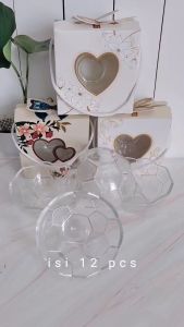 souvenir pernikahan mangkok kaca motif setengah bola kemasan cox motif - 12 pcs