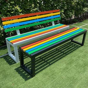 Waterproof Park Chair Outdoor Bench Iron Garden Anti-Corrosion Solid Wood Seat Stadium Plastic Wood Casual Outdoor Bench