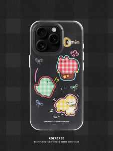 Cute Ghost Pattern Mobile Phone Case KOERCASE Cartoon Graffiti Design Checkered Doodle Style Protective Cover for