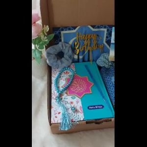 Hampers Al Quran Ukuran A5 Gift Box Set Muslim n FREE Custom Nama Di Cover BLUE SERIES