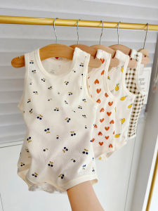 เสื้อกล้ามผ้าฝ้ายลายไม้กางเขนสำหรับเด็กชายและเด็กหญิง ฤดูร้อน เสื้อคลุมแบบผูกโบว์ เสื้อคลุมฤดูร้อนสำหรับเด็กแรกเกิด เสื้อคลุมสำหรับเด็กอายุ 0-2 ปี