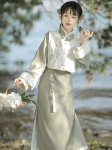 Original New Chinese Style Womens Hanfu Set Moonfall Osmanthus Rabbit Reformed Daily Elements Jacket Cheongsam Autumn Winter