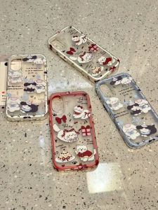 Cute Cat Dog Illustration Two-In-One Girl Heart Style  13 16Pro Max 15Pro New Model 14 Anti-Fall Case 14Pro 15 Dual Layer