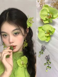 Creative Makeup Fairy Exotic Green Flower Phalaenopsis Hair Accessories Flower Photo Taking Headdress Female Hairpin