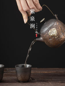 Retro Ceramic Tea Pot Gold Glazed Iron Glaze Liang Ceramic Vintage Tea Pot Jojos L.P.D Purple Spring Valley Handled Pot