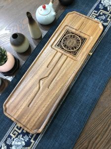 Modern Luxurious Walnut Wooden Tea Tray Whole Piece Drainage Style Tea Table Home Use Single Layer Handmade Tea Accessories