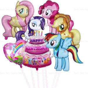 Hasbro | Pink Pony 1-9 Digit Number Foil Balloons Set Birthday Party Decor Photo Backdrop Supplies
