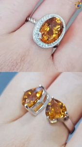 Collection Grade Natural Brazil Honey Citrine Titanium Adjustable Rings (3 Designs)
