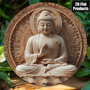 2D 1PC Buddha Zen Round Metal Sign 8x8 Inch Wall Art Home Bar Cafe Decor