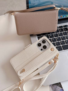 Luxury Protective Phone Case with Wristband Crossbody for  15Promax 16Plus 14 Full Cover Anti-Fall 13 Flip Style 12 Premium Feel 11 Elegant XR Ladies 8 Simple 17