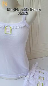 Kaos Singlet Anak Perempuan & Remaja Putih Renda