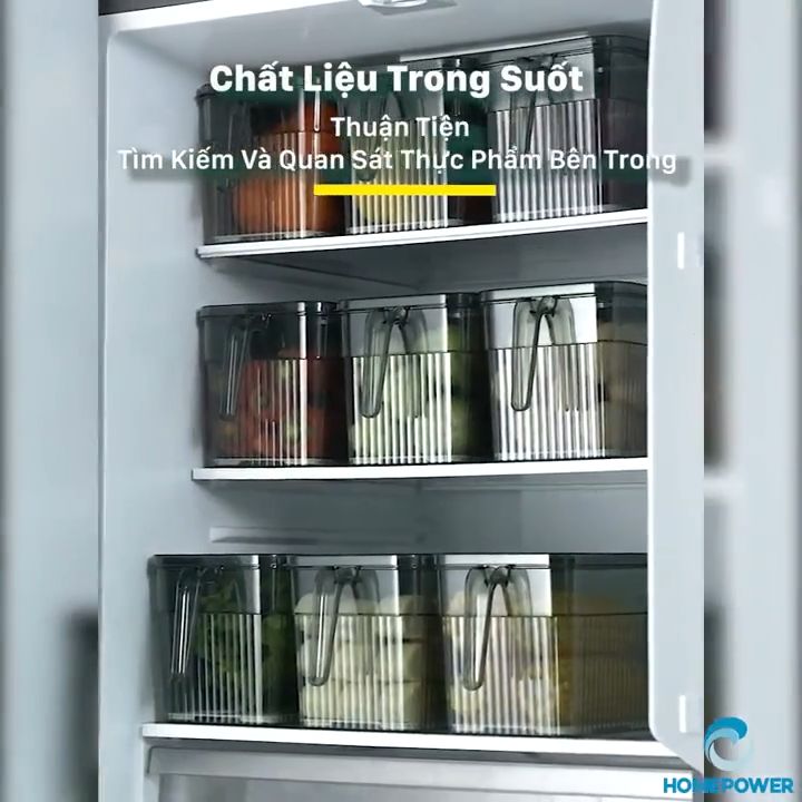 Hộp nhựa có nắp đựng thực phẩm, rau củ quả tươi đặt trong tủ lạnh 2 lớp ...